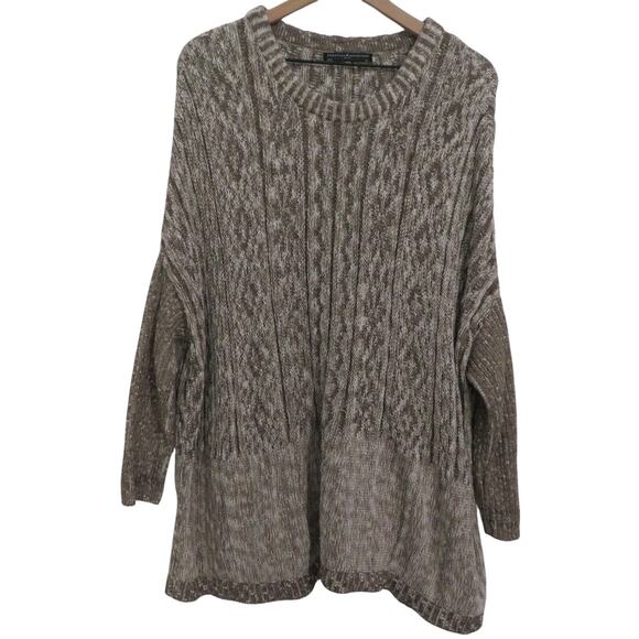 Peruvian Connection Womens Sz M Taupe Cable Knit Sweater Tunic Sweater - Picture 1 of 6